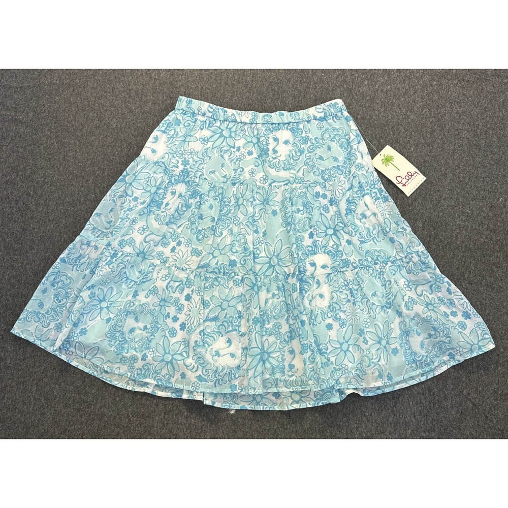Lilly Pulitzer Tiered Knee Length Shopper Skirt Lion Cotton Size 8 New *Flaws - Picture 2 of 16